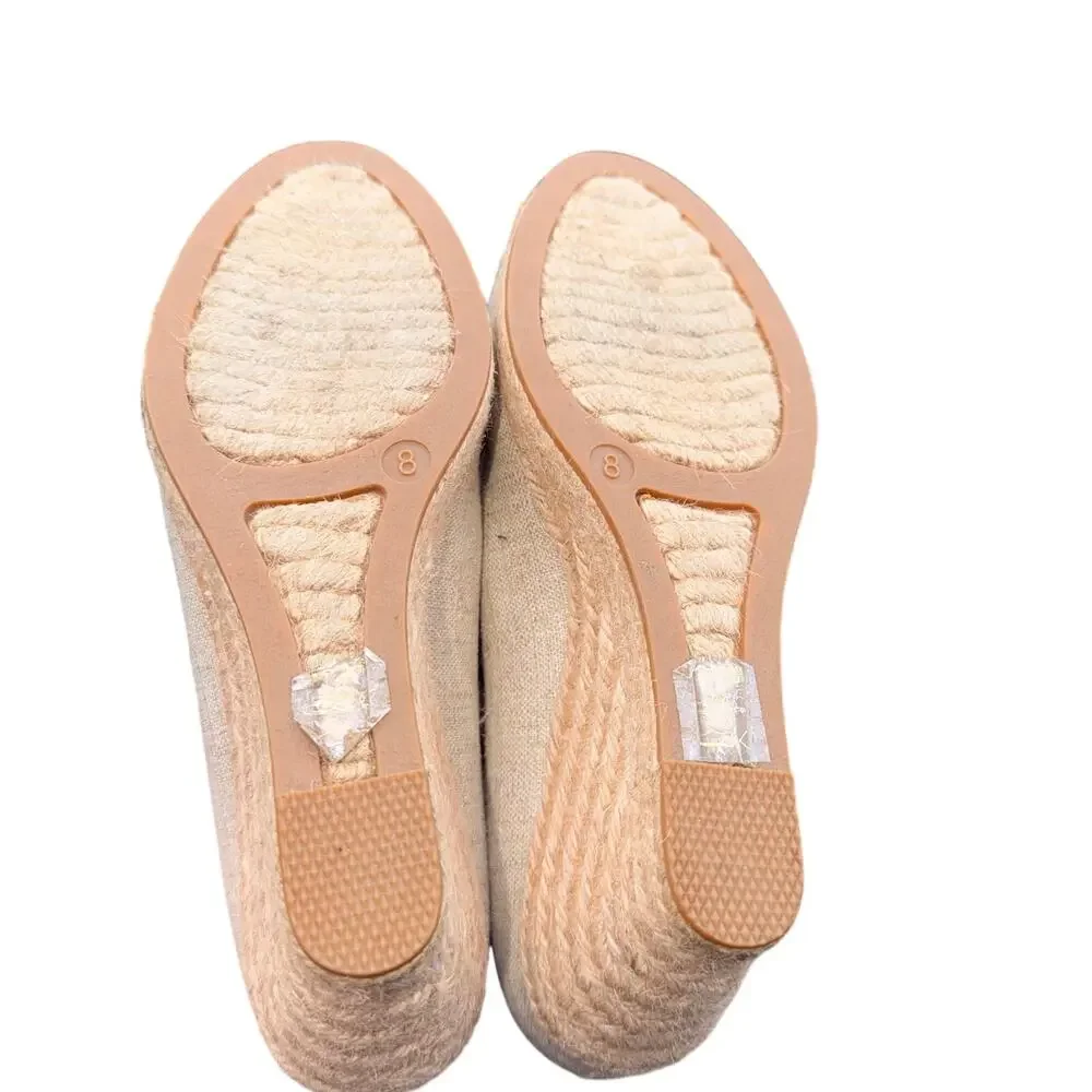 J.Crew Linen Espadrille Wedge Heels Women’s Size 8 Beige Natural